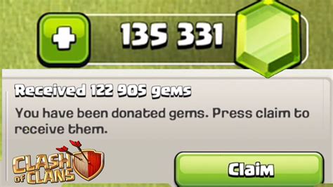 Collecting 122000 Donated Gems In Clash Of Clans Youtube