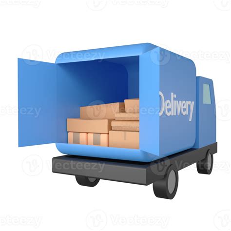 Delivery Van Is Loading Parcel Box Clipart Flat Design Icon Isolated On