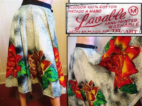 Colorful Vintage Hand Painted Mexican Sequin Skirt