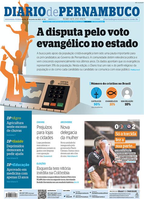 Capa Diario De Pernambuco Edi O Segunda De Junho De