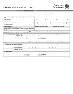 Fillable Online Standing Instruction Credit Card Fax Email Print