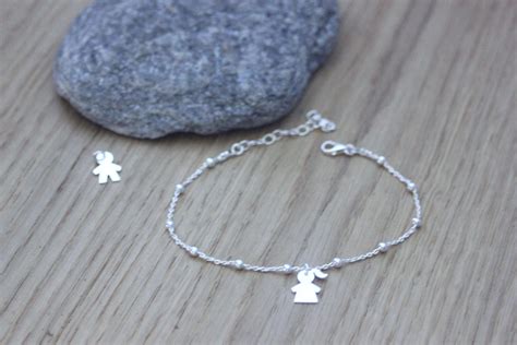 Bracelet Chaine Perl Es En Argent Massif Avec Breloque Etsy