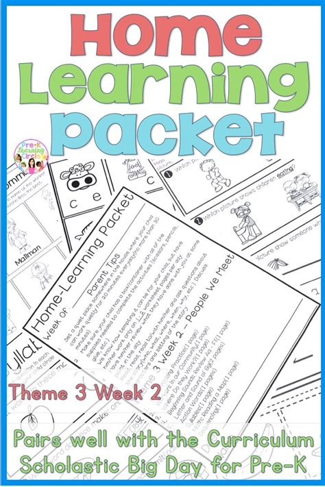 Home Learning Packet For Pre K This Pairs Well With The Scholastic Big