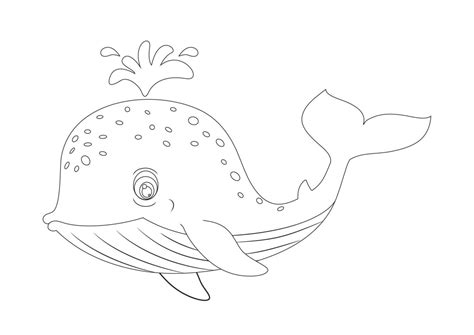 Black And White Whale Clipart Vector. Coloring Page Of Cartoon ...