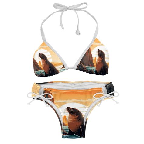 Sea Lion Women S Swim Suit Bikini Set With Detachable Sponge And