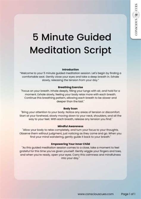 Free Download Impactful 5 Minute Meditation Script Pdf Audio