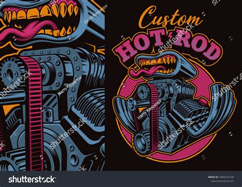 Colorful Vector Illustration Cartoon Hot Rod Stock Vector Royalty Free Shutterstock