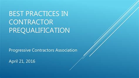 Best Practices In Contractor Prequalification