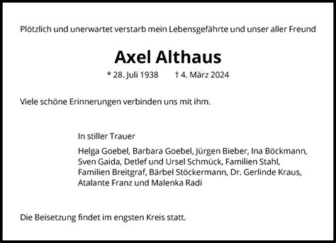 Traueranzeigen Von Axel Althaus Trauer Rheinmain De