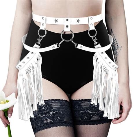 Blanc Taille unique Harnais pour femmes Ceinture Lingerie érotique Punk Goth Sexy