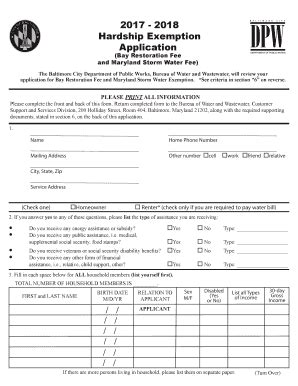 Form Md Dpw Hardship Exemption Application Baltimore City