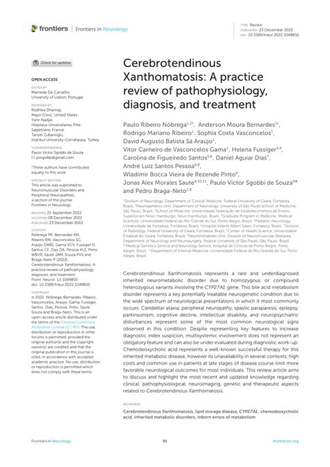 Pdf Cerebrotendinous Xanthomatosis A Practice Review Of