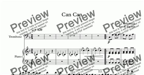 Can Can Jacques Offenbach For Trombone And Piano Download Pdf File