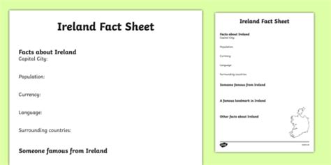 Ireland Factsheet Writing Template Teacher Made