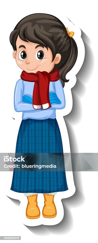 A Girl Wearing Winter Outfit Cartoon Sticker Stock Illustration Download Image Now Adult