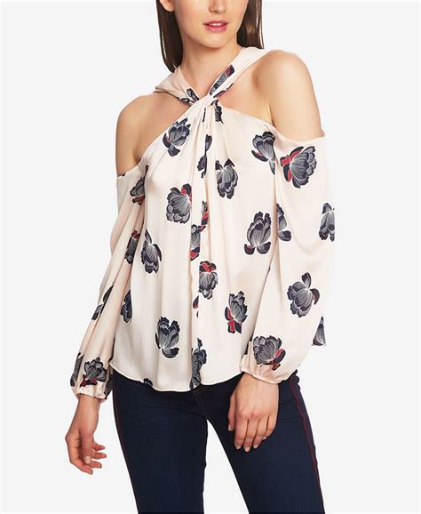 1state Twist Neck Cold Shoulder Blouse Macys