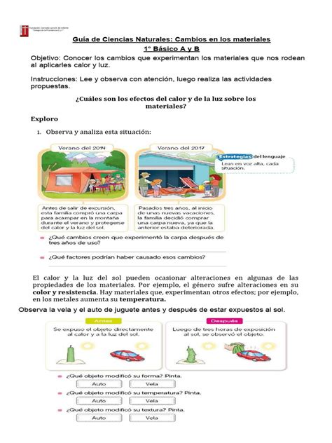 Guía De Ciencias Cambios En Los Materiales Pdf