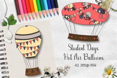 Student Days Hot Air Balloons Clipart Graphic By Arda Designs Creative Fabrica