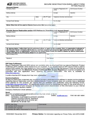 Fillable Online Ribbs Usps Secure Destruction Enrollment Form Ribbs