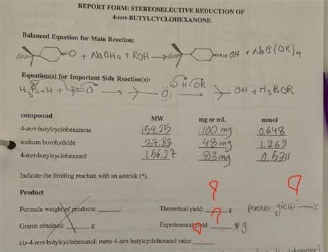 Solved Report Form Stereoselective Reduction Of Chegg