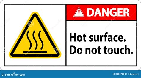 Danger Safety Label Hot Surface Do Not Touch Stock Vector