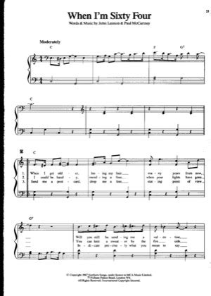 When Im Sixty Four - The Beatles Free Piano Sheet Music PDF