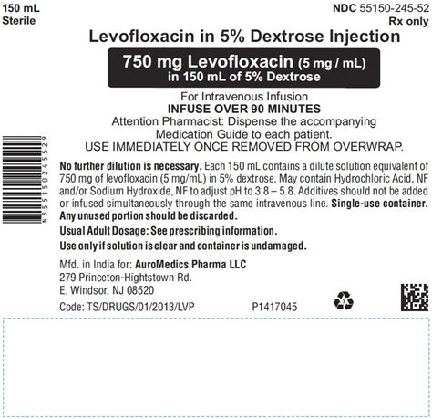 Levofloxacin Fda Prescribing Information Side Effects And Uses