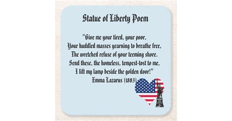 Statue of Liberty Poem Square Paper Coaster | Zazzle