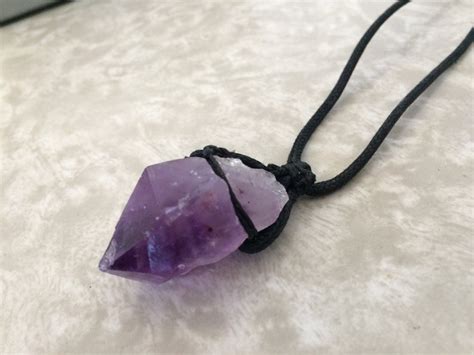 Amethyst Point Crystal Necklace Dark Purple Amethyst Pendant Etsy