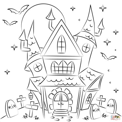 Haunted House Super Coloring House Colouring Pages Cute Coloring