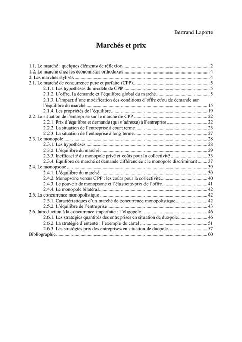 Cours Micro Conomie Bertrand Laporte Le March Quelques L Ments