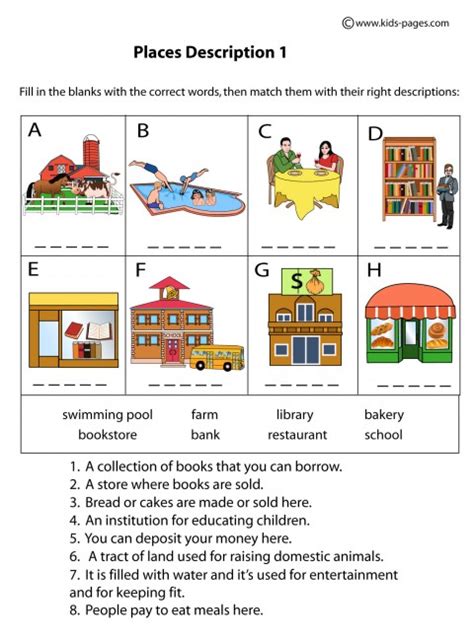 Places Descriptions 1 Worksheet