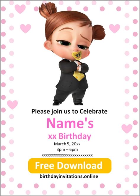 Boss Baby Invitations templates – Birthday Invitations