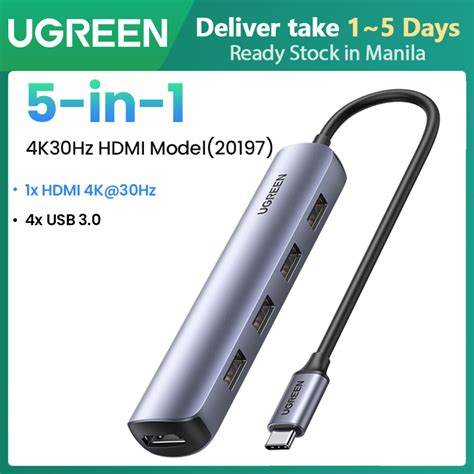 UGREEN 5 IN 1 Type C HUB With 4K HDMI Splitter USB 3 0 Ports For