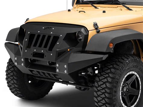 Fab Fours Jeep Wrangler Front Full Width Grumper Matte Black Gr1010 1 07 18 Jeep Wrangler Jk