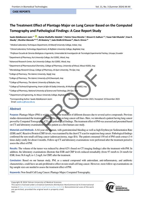 Pdf The Treatment Effect Of Plantago Major On Lung Cancer Based On