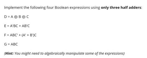 Solved Implement The Following Four Boolean Expressions