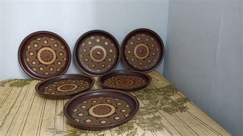 1960s Denby Arabesque Tea Plates Retro Denby Stoneware Plates Vintage Denby 1962 Denby