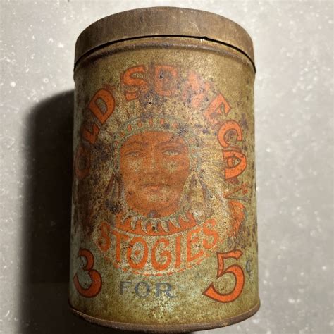 Rare Old Seneca Stogies Tobacco Tin Patina Displays Well Hard To Find