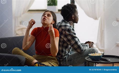 Interracial Couple Shouting At Each Other Having Argument Stock Image