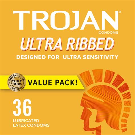 Trojan Ultra Ribbed Condoms For Ultra Stimulation 36 Count 1 Pack