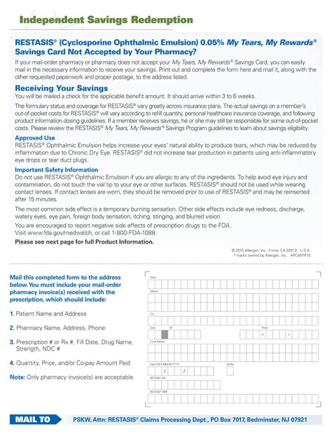 Restasis Savings Card Reimbursement Form Complete With Ease Airslate Signnow