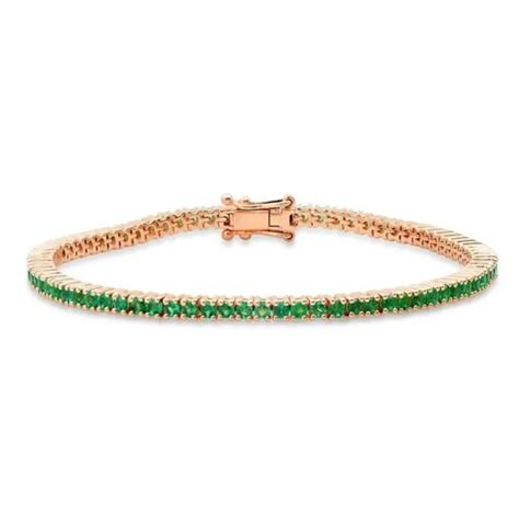 Ct Round Cut Lab Created Emerald Women Tennis Bracelet K Rose Gold