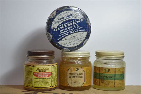 Vintage Rawleigh S Ointment Jars And Tin Mustard Compound Ointment