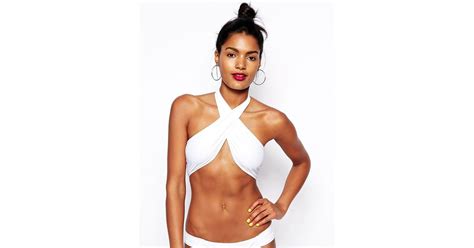 ASOS Cross Wrap Halter Bikini Top In White Lyst