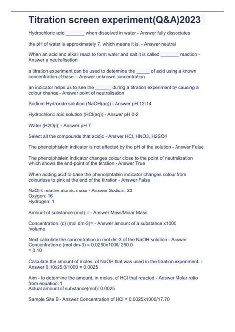 Titration Screen Experiment Q A Titration Stuvia Us