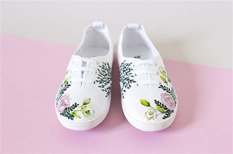 Hand Painted Spring Flower Canvas Shoes White Sneakers With Etsy