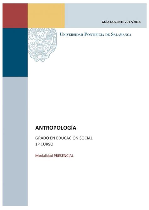 Pdf Antropolog A Upsa Educaci N Social Curso Antropolog A