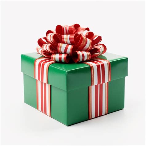 Premium Photo A Red And Green Christmas Gift Box White Background