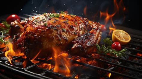 Premium Ai Image Roast Chicken On The Grill